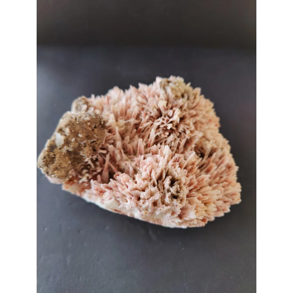 Red mordenite with stilbite specimen, pink white fuzzy spiky crystals, 1425g