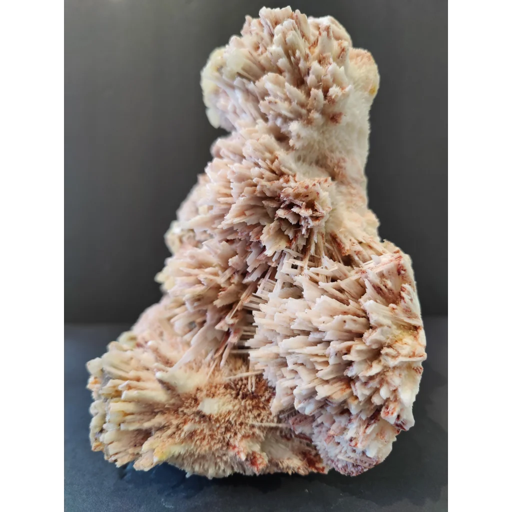 Red mordenite with stilbite specimen: pale pink spiky crystals, 1922g