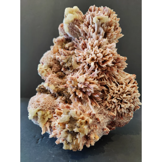 Red mordenite with stilbite specimen, textured white-brown mineral, 1922g
