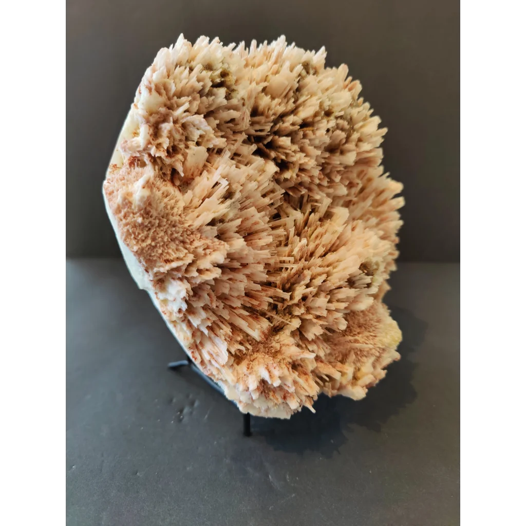 Red mordenite with stilbite specimen: beige spiky crystals, 1988g