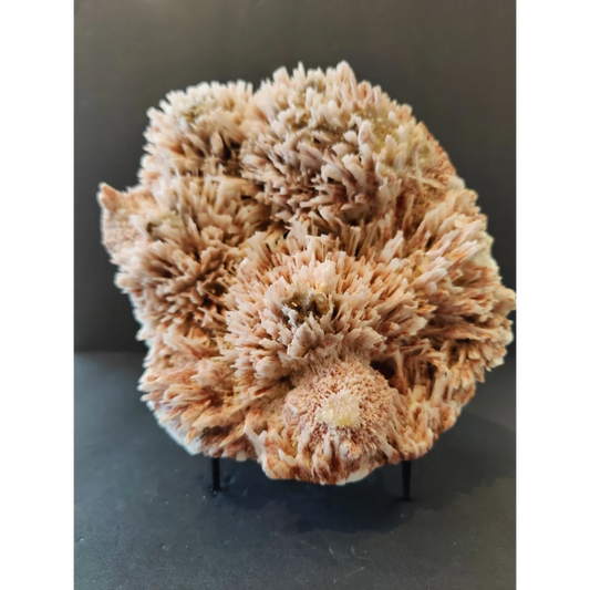 Red mordenite with stilbite specimen 1988g textured beige geode