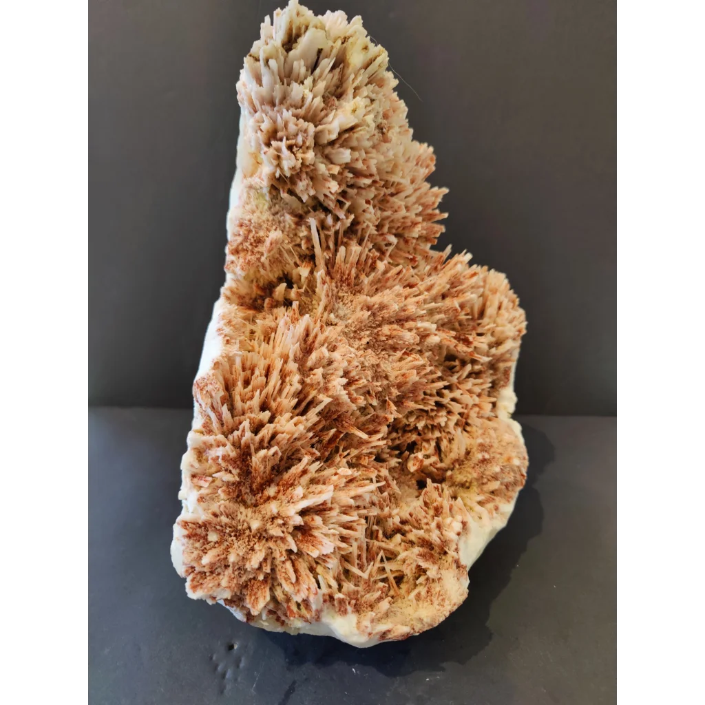 Red mordenite with stilbite specimen, 3620g beige-brown crystalline spiky formation