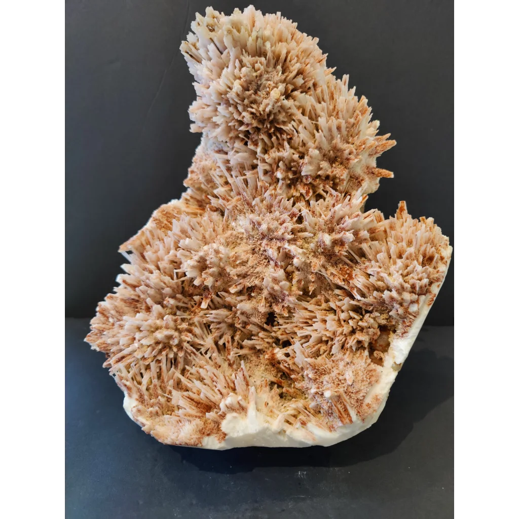 Red mordenite with stilbite specimen 3620g spiky beige white crystals