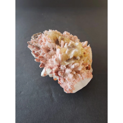 Red mordenite with stilbite specimen, pink-white crystalline 306g