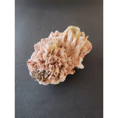 Red mordenite with stilbite specimen, 306g textured pinkish-white crystal