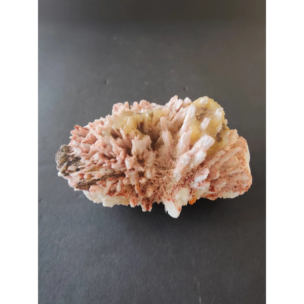 Red mordenite with stilbite specimen, pink white textured 306g crystal