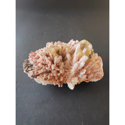 Red mordenite with stilbite specimen, pink white textured 306g crystal