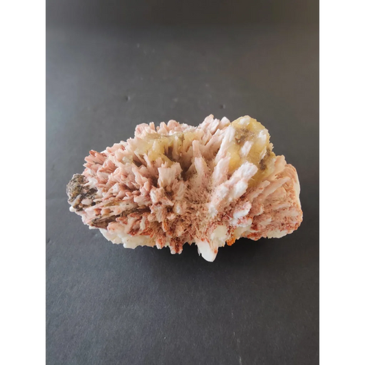 Red mordenite with stilbite specimen, pink white textured 306g crystal