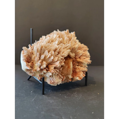 Red mordenite with stilbite specimen 582g on black stand