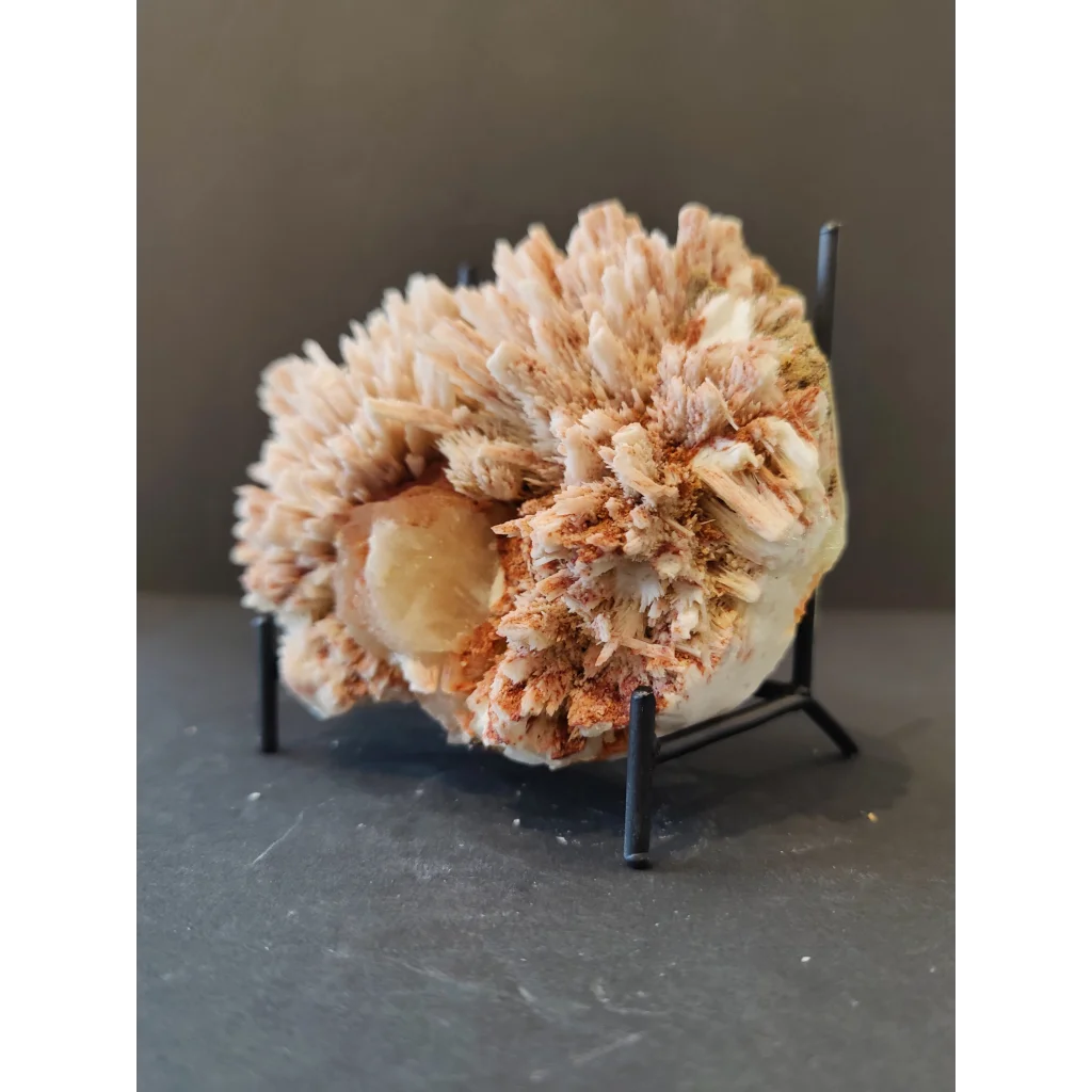 Red mordenite with stilbite specimen: geode with white peach crystals, 582g