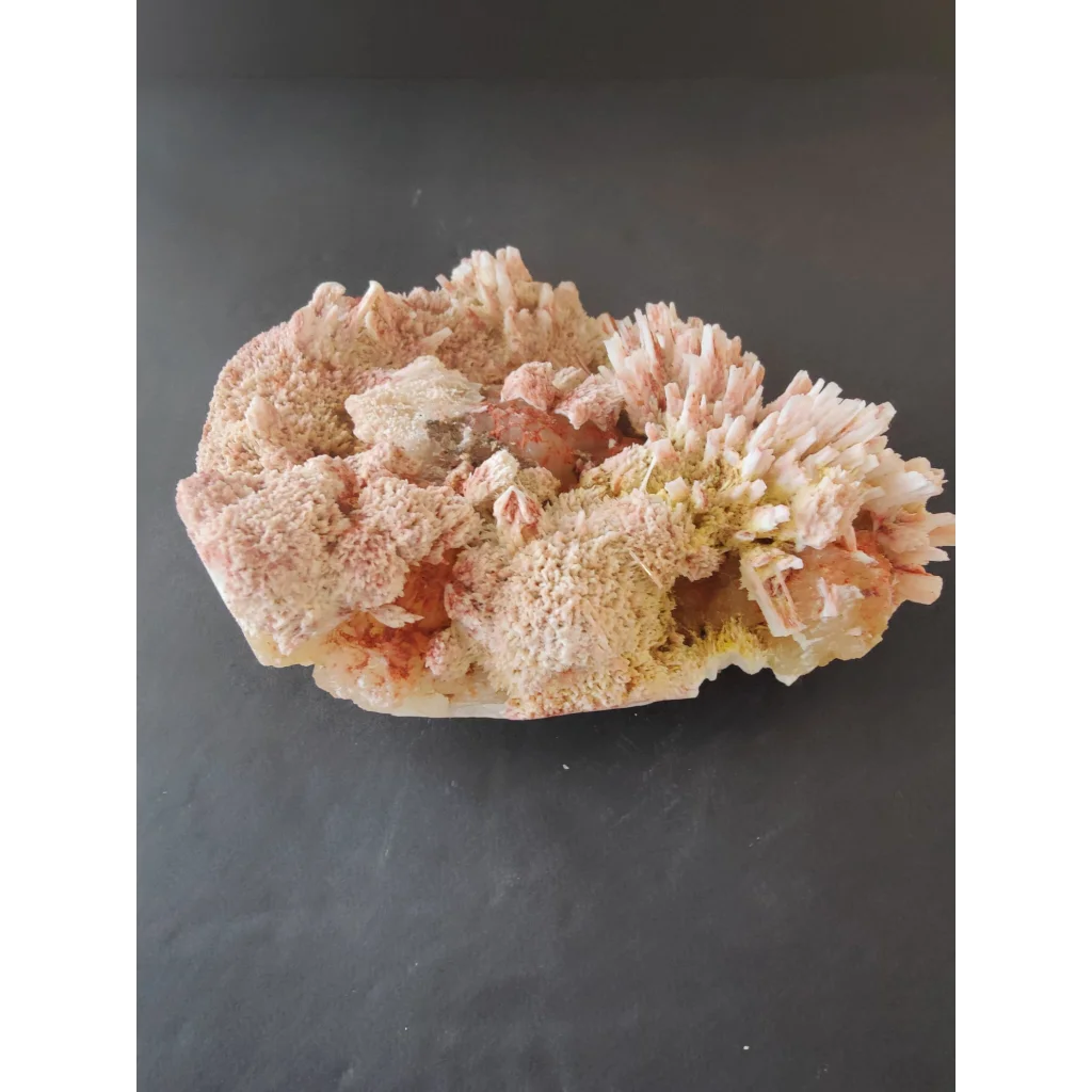 Red mordenite with stilbite specimen: pink white branching crystals 741g