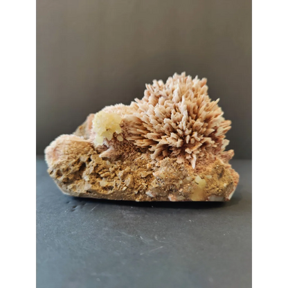 Red mordenite with stilbite specimen: textured beige spiky crystals, 796g