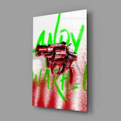 Red Revolver Graffiti Glass Wall Art Canvas