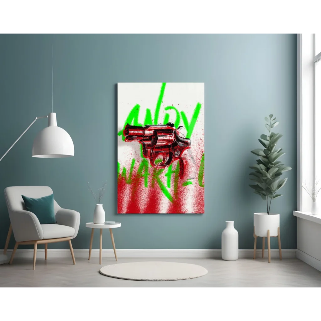 Red Revolver graffiti on glass wall art canvas