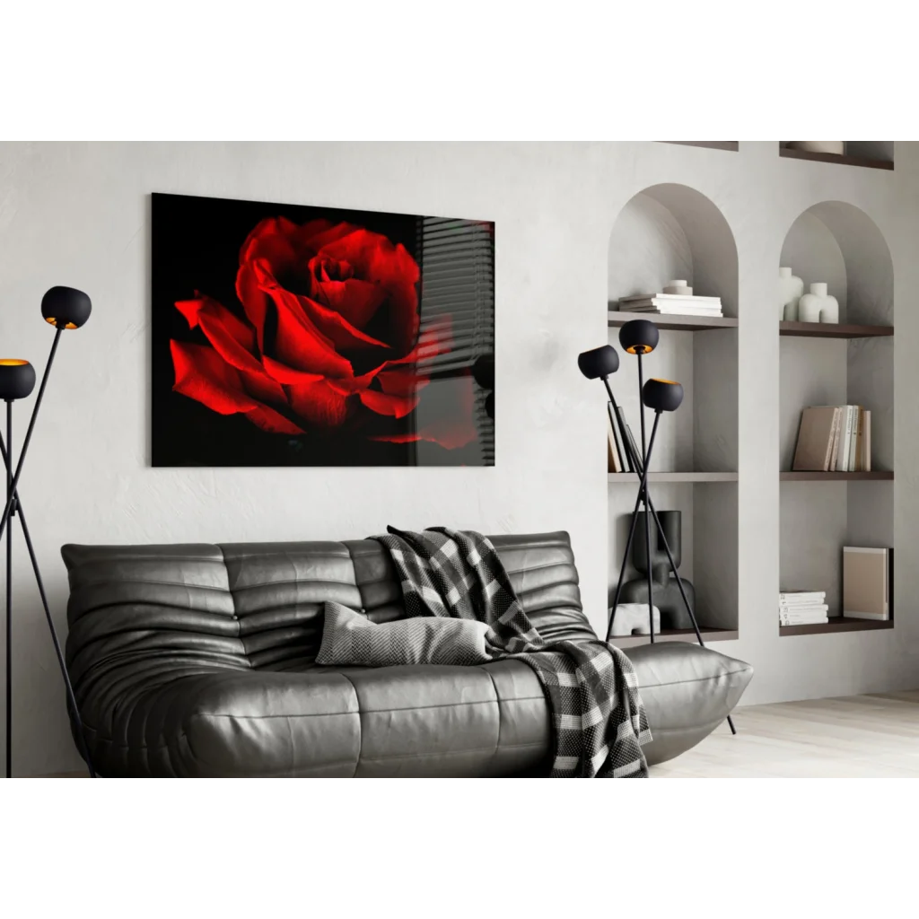 Stunning Red Rose Tempered Glass Art for Your Wall | Contemporary Home Wall Art | vintageantiquesgifts.com