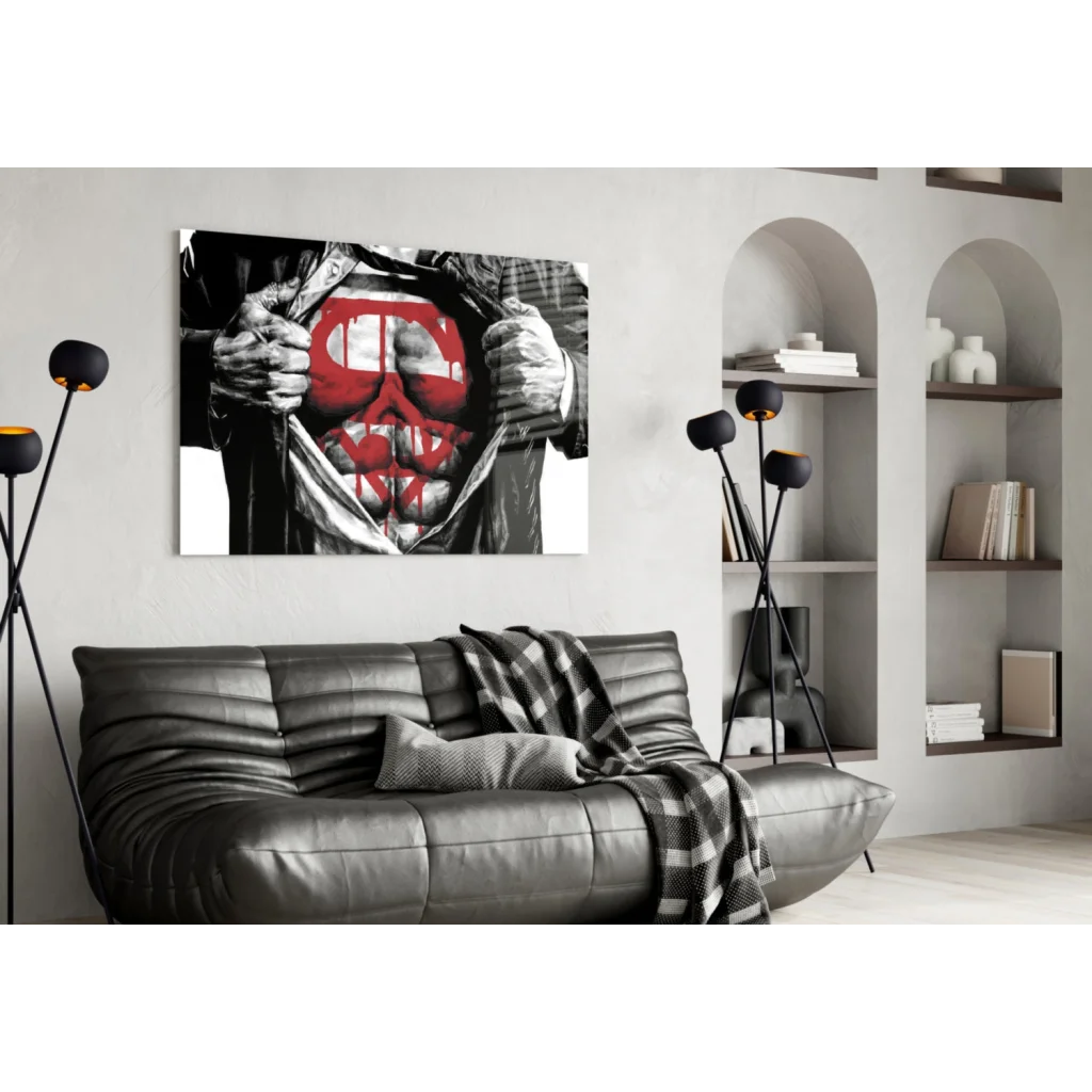 Red Skull Hero Canvas Wall Art Print | Contemporary Home Wall Art | vintageantiquesgifts.com