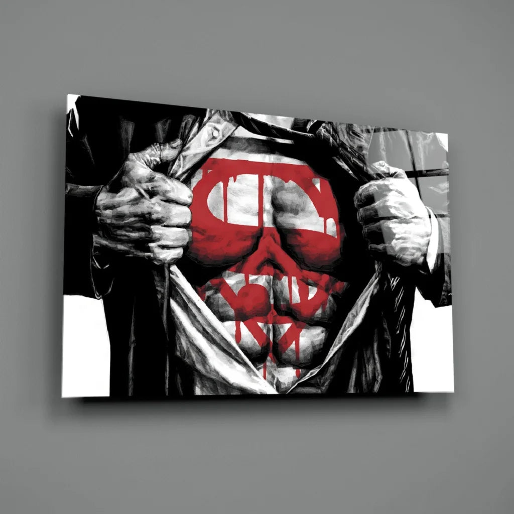 Red Skull Hero Canvas Wall Art Print | Glass Wall Art Print | vintageantiquesgifts.com