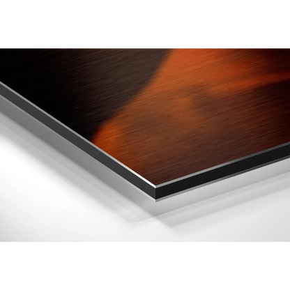 Sleek brushed aluminium dibond art print in rich brown-black gradient