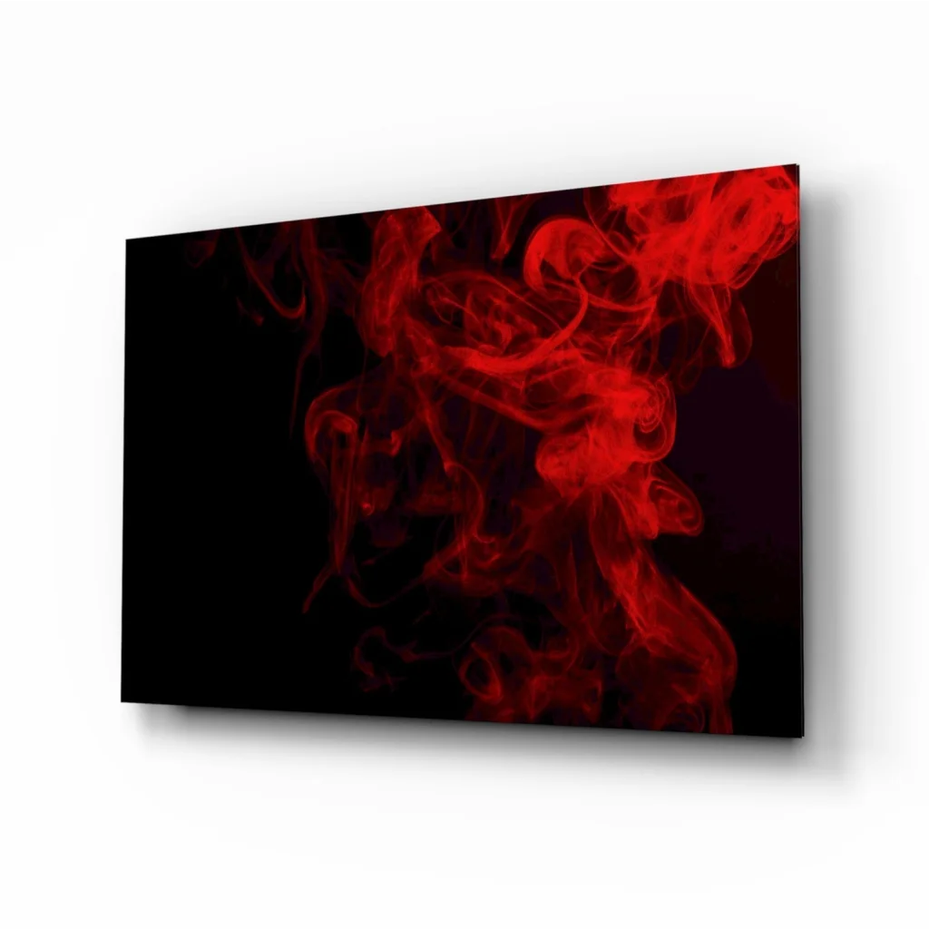Red smoke glass wall art canvas print for modern spaces