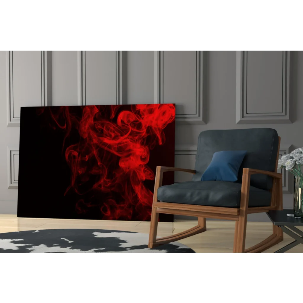 Striking red smoke glass wall art canvas print for modern spaces