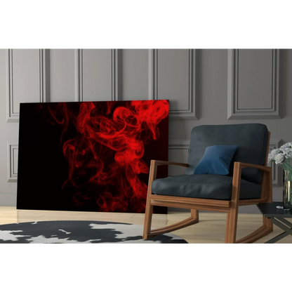 Striking red smoke glass wall art canvas print for modern spaces