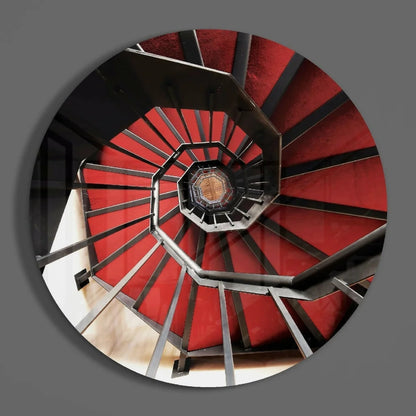 Stunning red and black tempered glass art spiral staircase