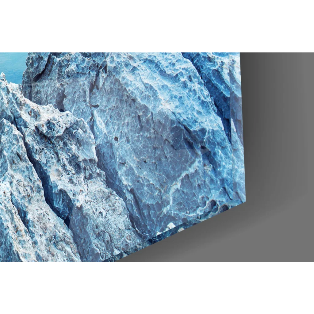 Stunning blue and white textured glass wall art transforming rooms