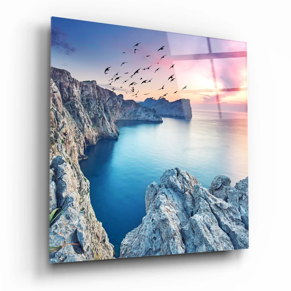 Vibrant Coastal Sunset Tempered Glass Art Print | Insigneart USA | vintageantiquesgifts.com