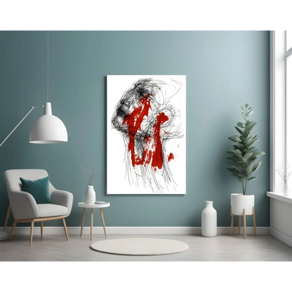 Bold Red Abstract Canvas Wall Art With Black Brushstrokes | Contemporary Home Wall Art | vintageantiquesgifts.com