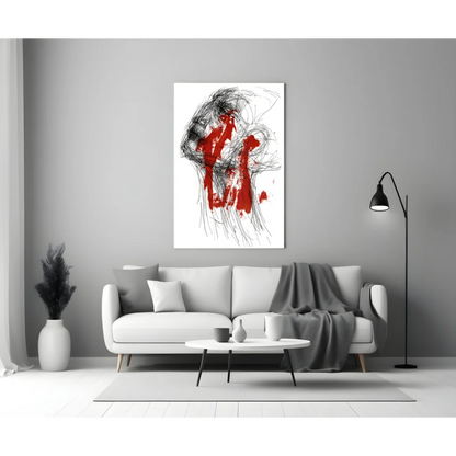 Bold Red Abstract Canvas Wall Art With Black Brushstrokes | Modern Wall Art Decor | vintageantiquesgifts.com