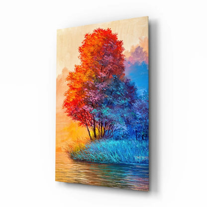 Fiery Tree Glass Wall Art with Stunning Sunset Colors | Insigneart USA | vintageantiquesgifts.com