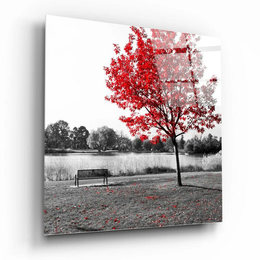 Stunning Red Tree Glass Wall Art for Modern Spaces | Insigneart USA | vintageantiquesgifts.com