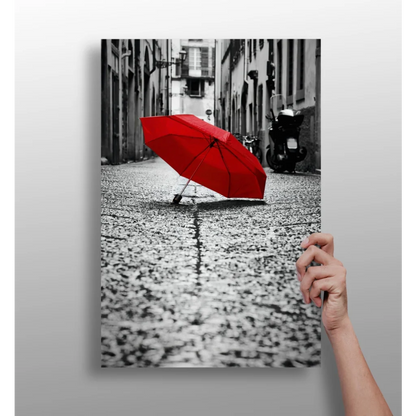 Red Umbrella Insigne Aluminum Prints Street Art Canvas | Insigneart USA | vintageantiquesgifts.com