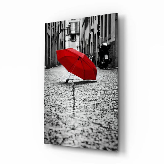 Vibrant Red Umbrella Canvas Wall Art Print for Modern Homes | Insigneart USA | vintageantiquesgifts.com