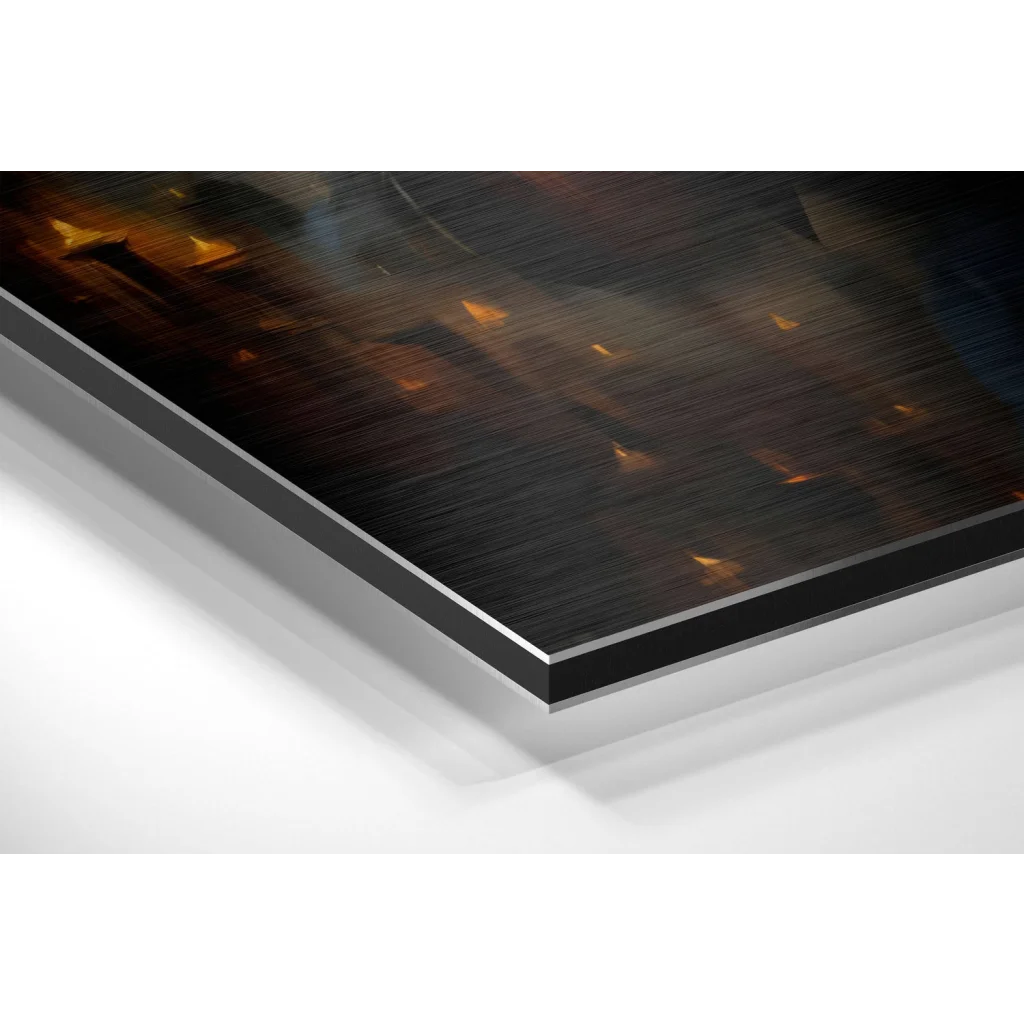 Regal Crown Portrait on brushed aluminium dibond with amber glow