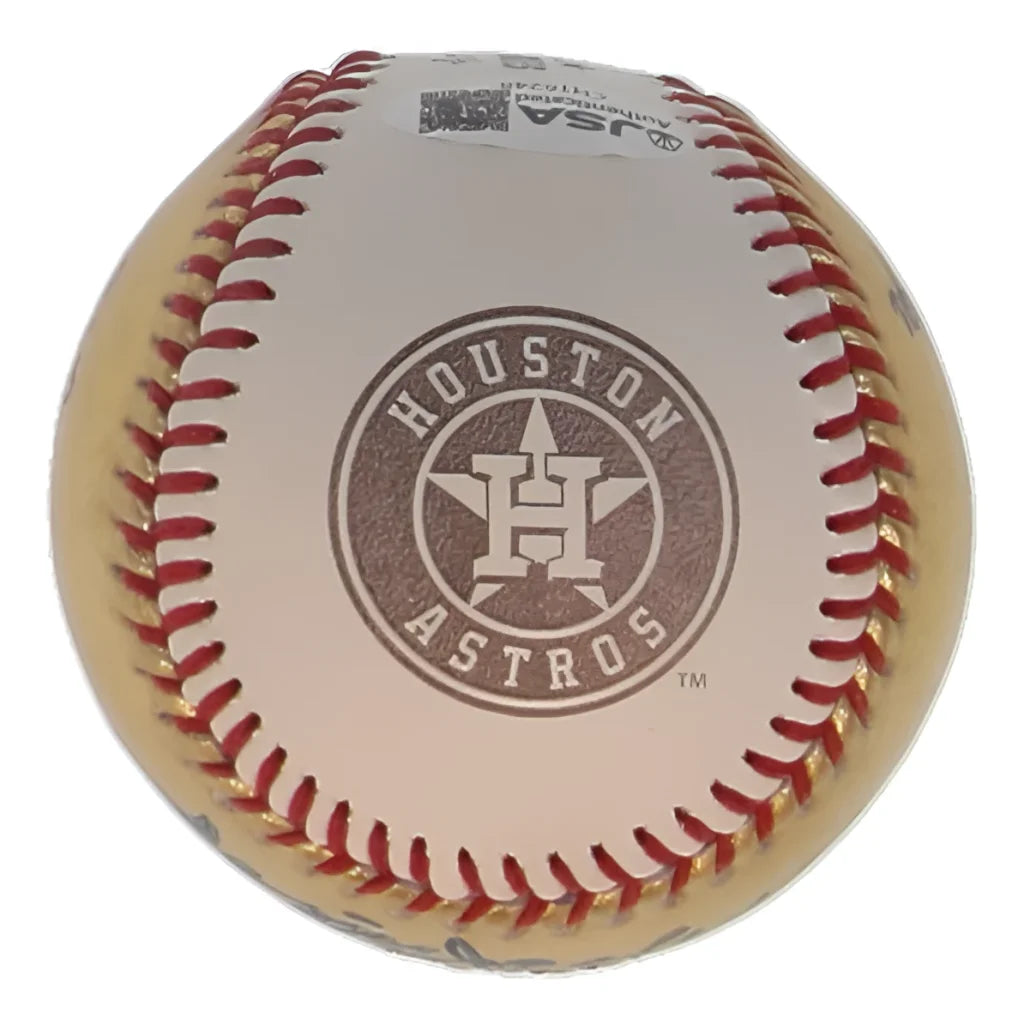 Reggie Jackson signed 2022 World Series gold baseball with Astros logo