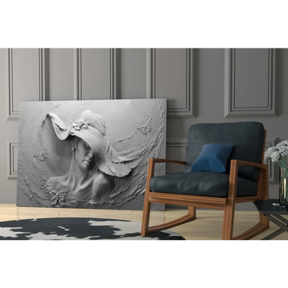 Elegant lady glass wall art with butterflies and florals