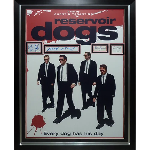 Framed Reservoir Dogs movie poster with 4 cast autographs, JSA certified