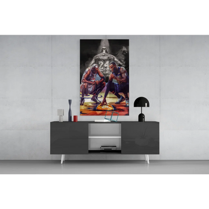 LeBron James and Kobe Bryant basketball legends wall art canvas print