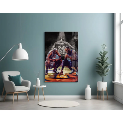 LeBron James and Kobe Bryant dynamic basketball wall art canvas print