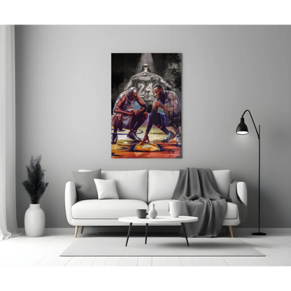 LeBron James and Kobe Bryant dynamic basketball wall art canvas print