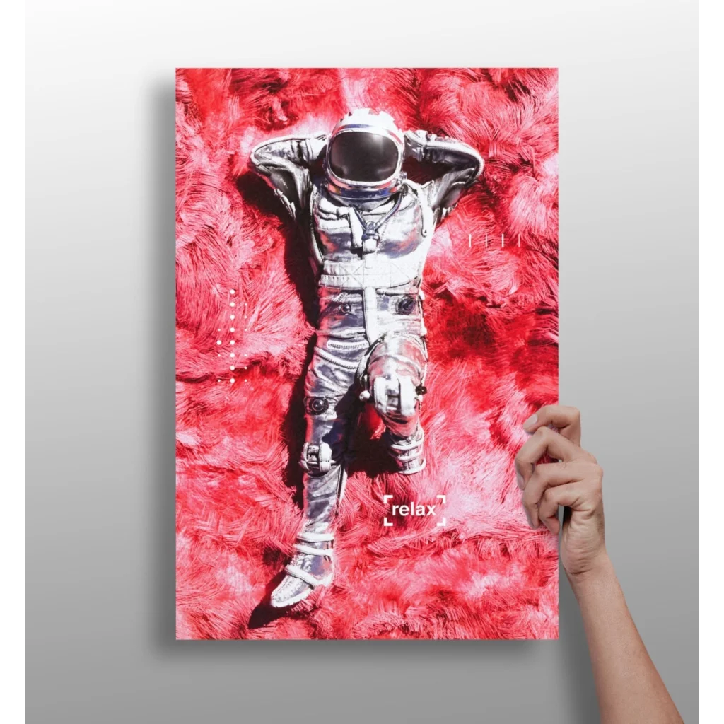 Relaxing Astronaut Insigne Aluminum Print for Modern Spaces | Insigneart USA | vintageantiquesgifts.com