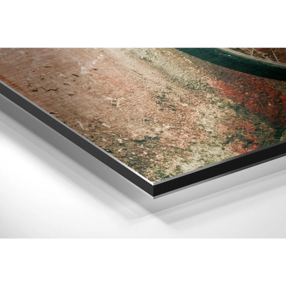 Stunning brushed aluminium dibond wall art with rustic textured canvas print