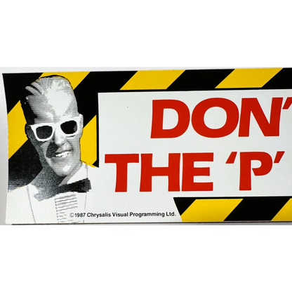 Vintage Max Headroom Coke NOS bumper sticker with a man and text design