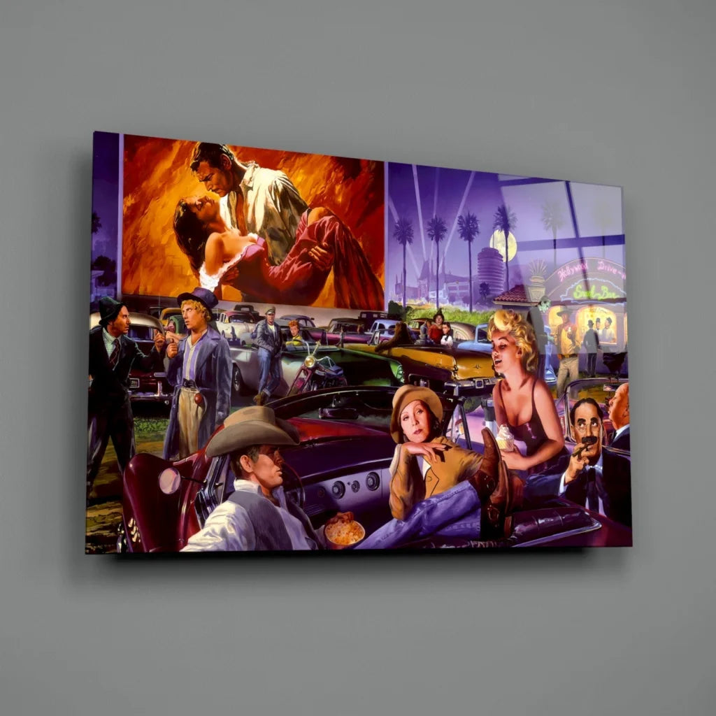 1950s retro movie poster canvas wall art with classic cars