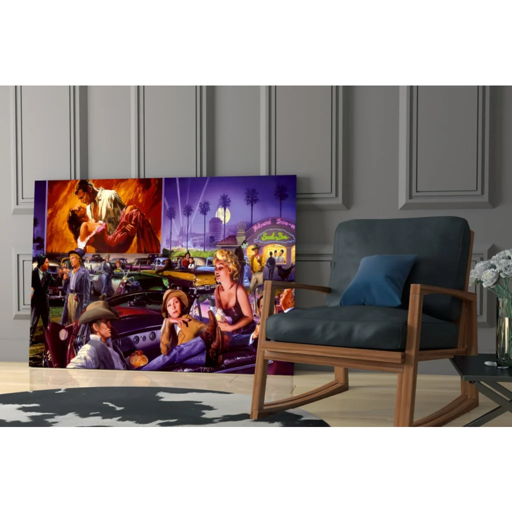 24 inch LG OLED TV curved screen black frame wall art print