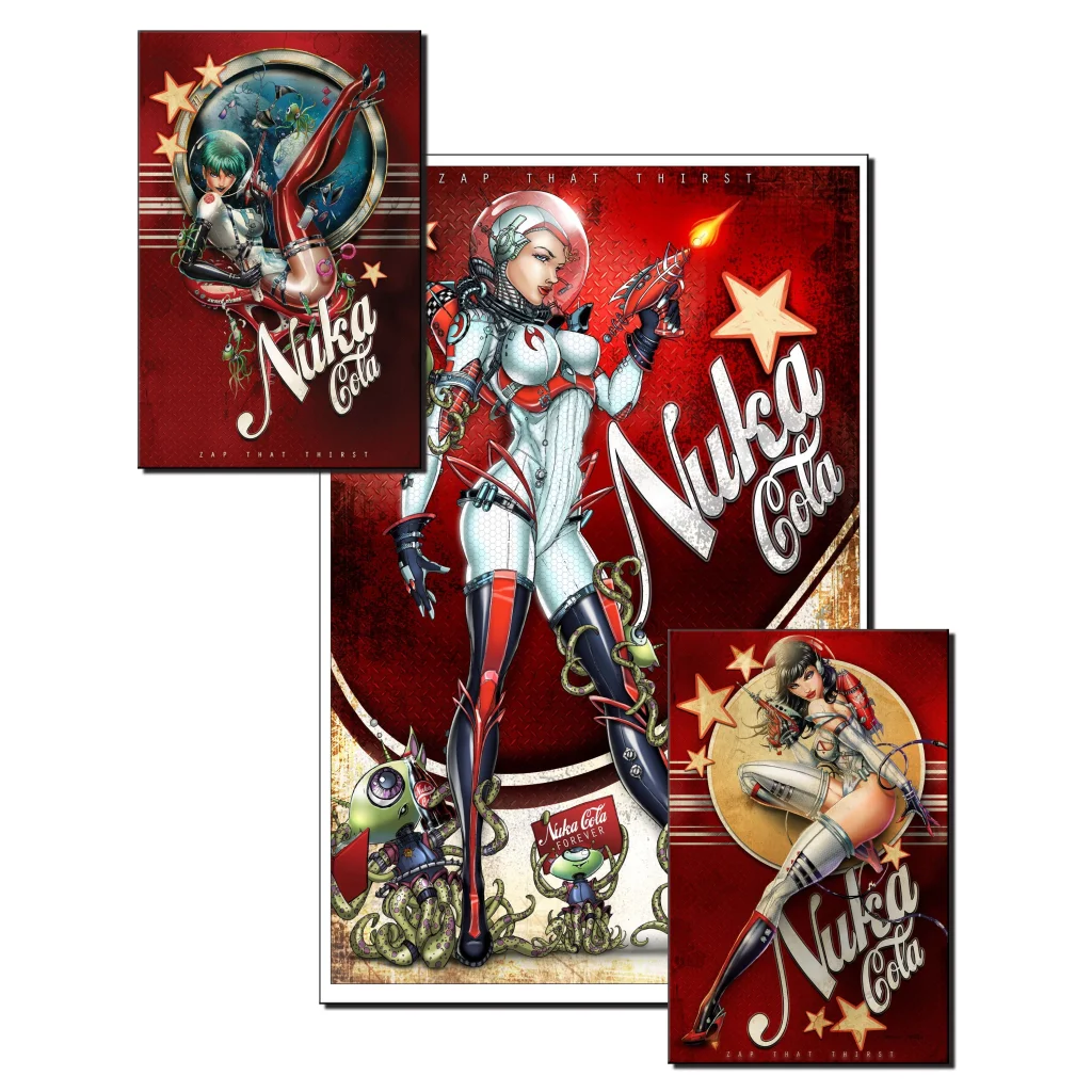 Retro Nuka-Cola sci-fi poster on brushed aluminum print