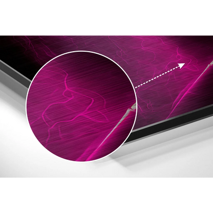 Vibrant magenta lightning on brushed aluminium dibond wall art