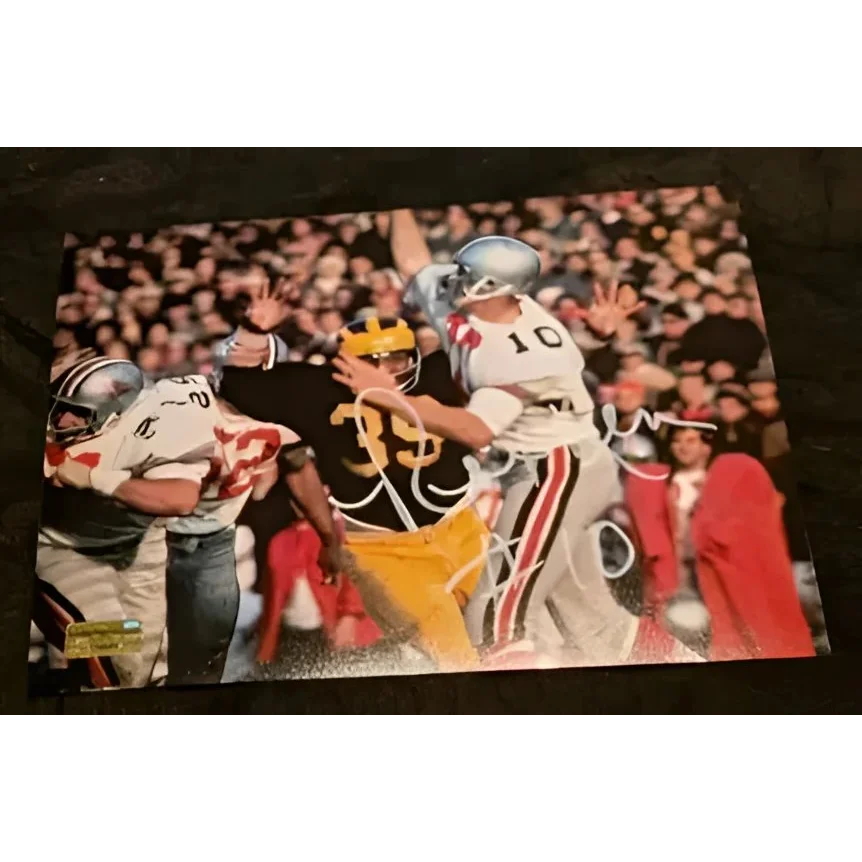 Autographed Rex Kern auto signed 8x10 football action photo for trading card