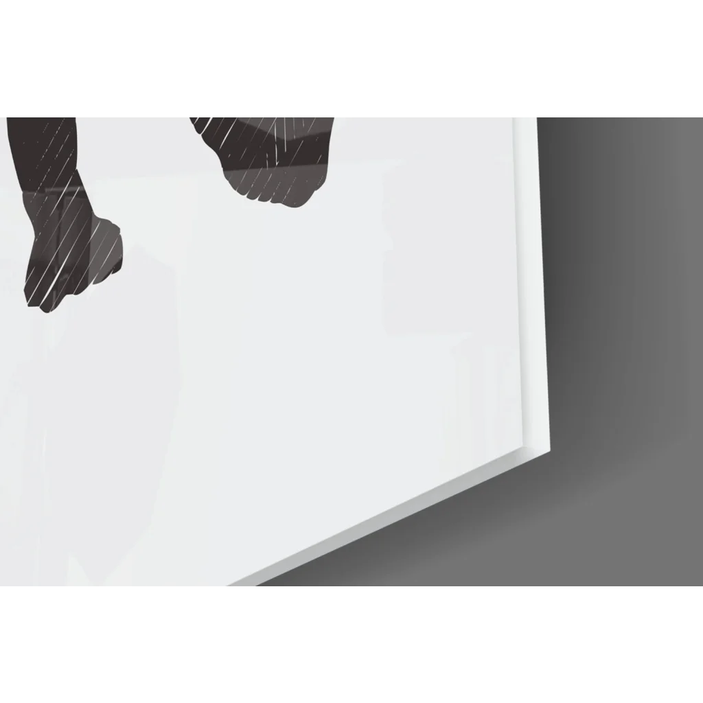 Stunning rhino glass wall art with black feet silhouette and diagonal lines